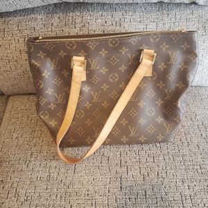 Vintage Louis Vuitton leather canvas tote bag